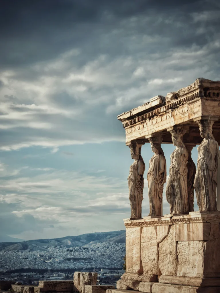 Erechtheion temple Caryatid porch pillars at the Acropolis of Athens