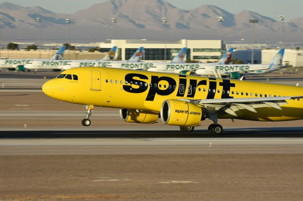 Spirit Airlines Airbus A320 commercial airplane taxiing on a runway