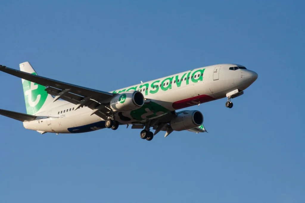 A Transavia Boeing 737-800 passenger airplane on final landing approach