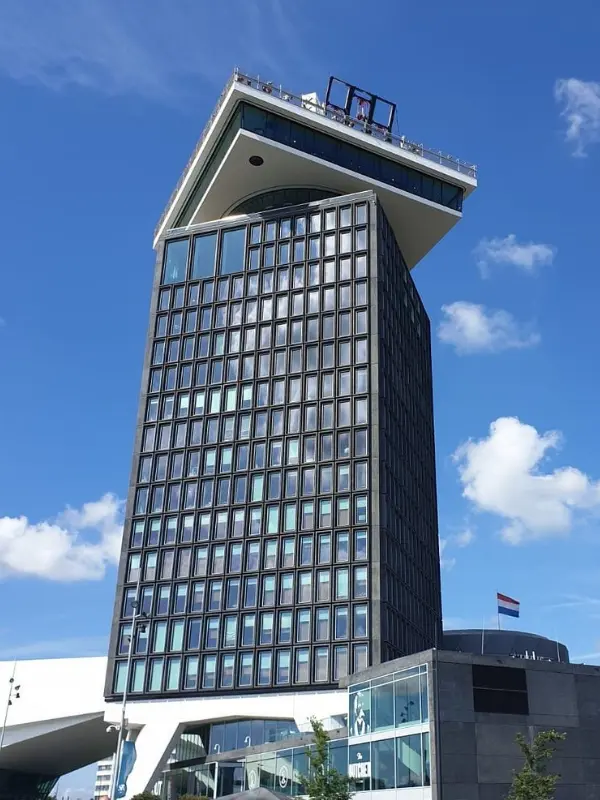 The A’DAM Tower in Amsterdam with the MOON restaurant at the top.