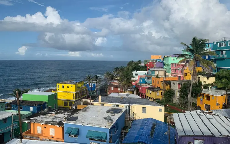 Colorful houses by the sea in La Perla Neighborhood.