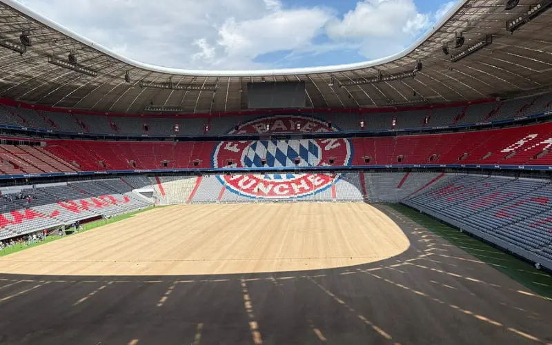 Interior view of Allianz Arena football stadium in Munich.