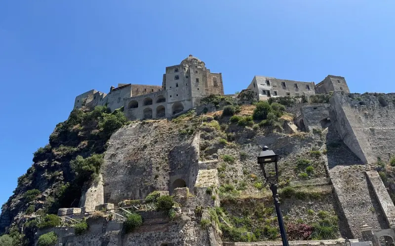 Stone fortress on a cliff at Castello Aragonese.