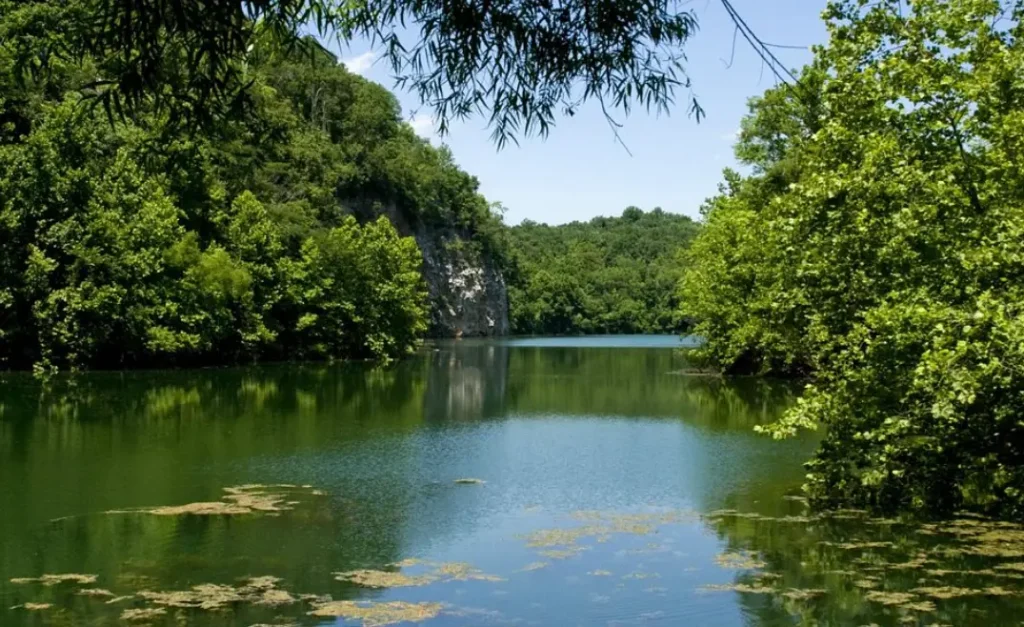 A beautiful look from the Observation Deck at Mead's Quarry lake at Ijams
