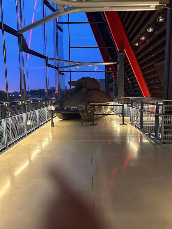 A tank on display inside the International Spy Museum in Washington, DC.