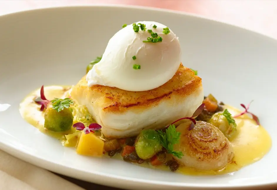Halibut with Poached Egg