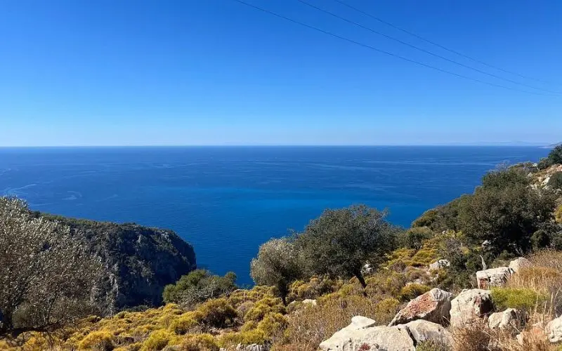 Wide view of the sea from Butterfly Valley.