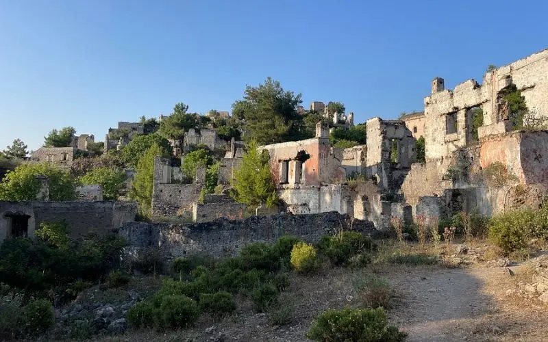 Abandoned stone houses in the ghost village of Kayaköy.