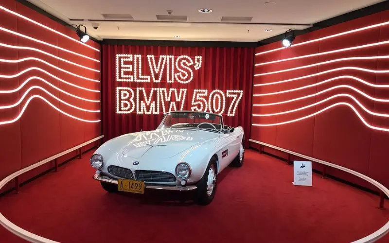 Elvis’ BMW 507 car on display at the BMW Museum in Munich.