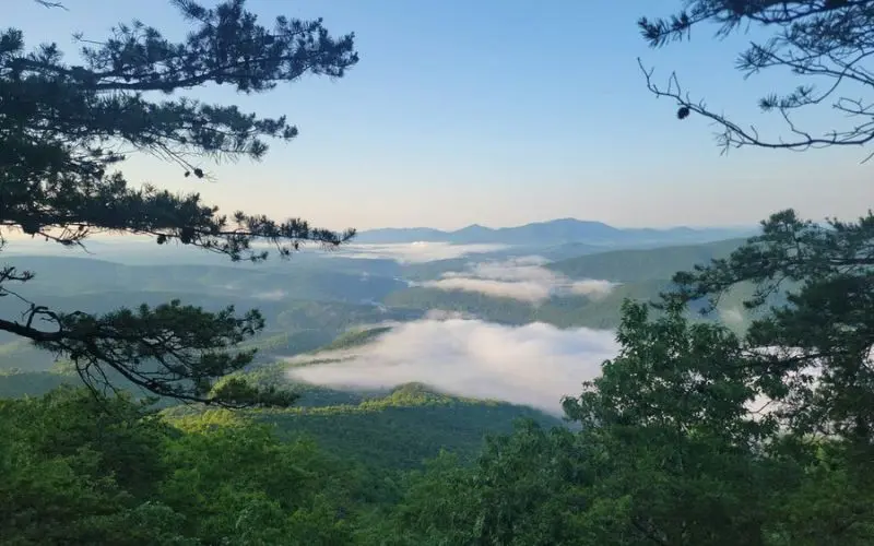 Fog rolling over the mountains in George Washington National Forest.