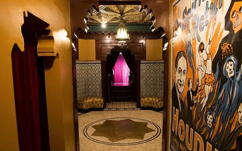 Colorful interior hallway of the Marrakech Magic Theater.