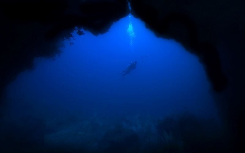 A breathtaking underwater scene at Blue Hole Romblon, one of the most beautiful places in Romblon
