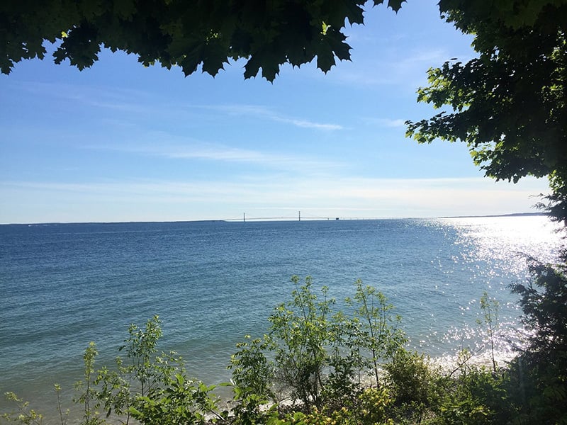 Suspension of awe: Mackinac Bridge, a majestic link connecting Michigan's peninsulas over the scenic Straits.