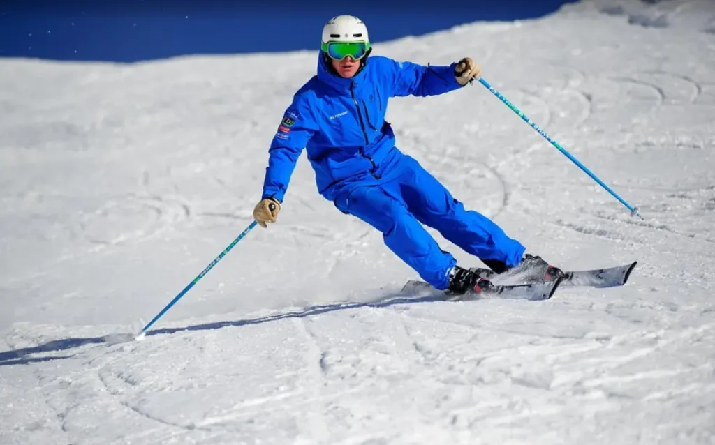 A person skiing