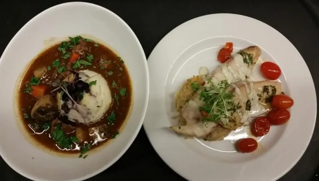 Two of our 4 main course options. All 4 are gluten free and one is vegan