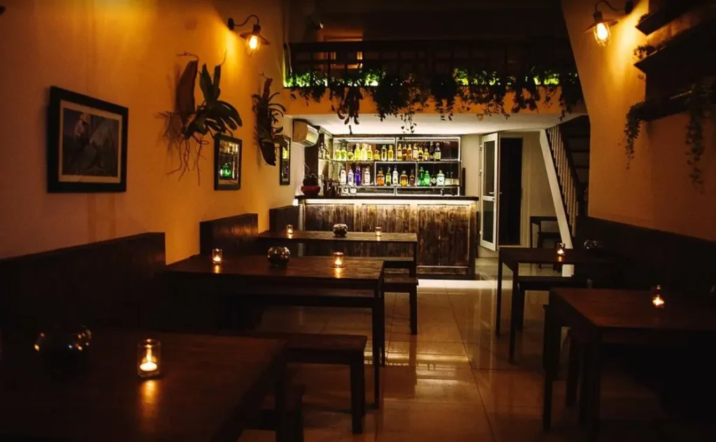 Interior is warm and relaxed
