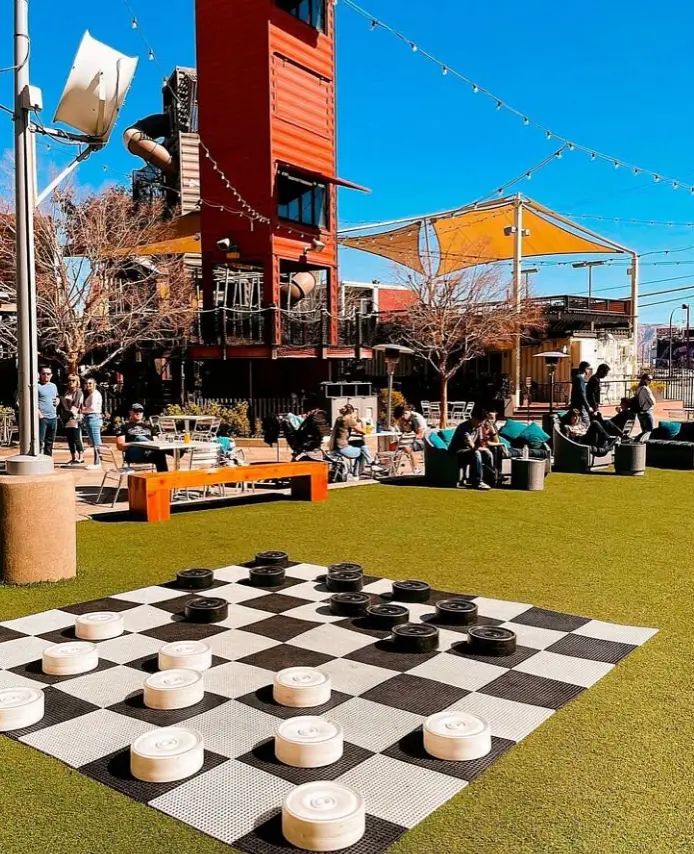 Checkers on the lawn area