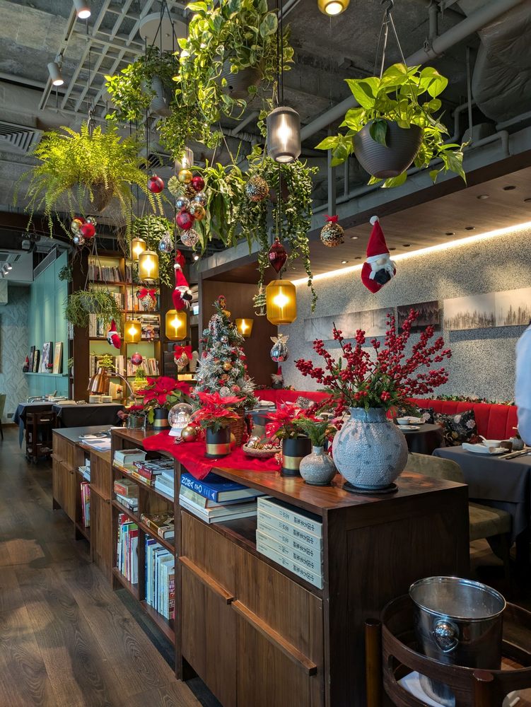 Festive and cozy interior at The Chairman.