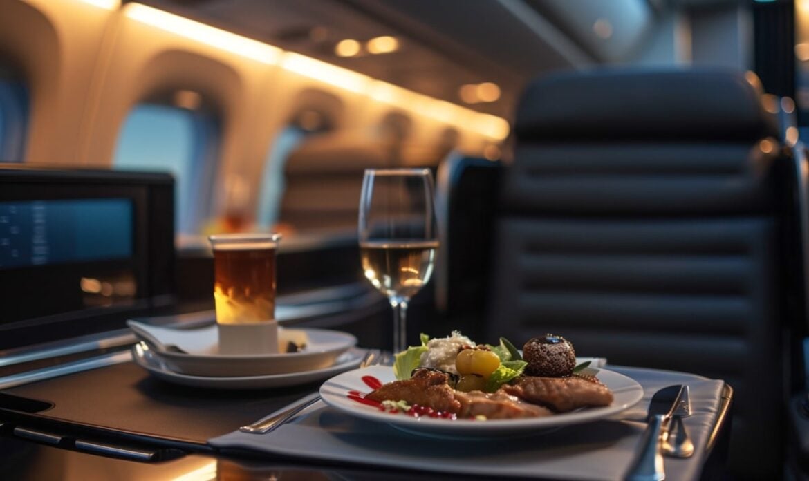 United First Class onboard meal service