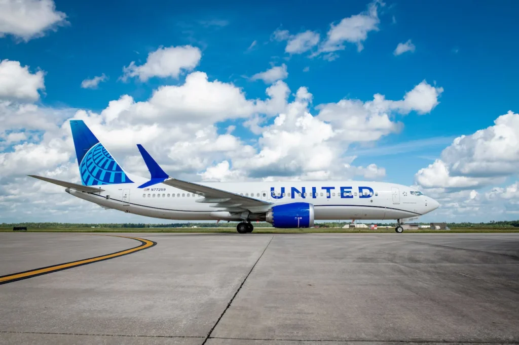 United Airlines Boeing 737 plane on runway