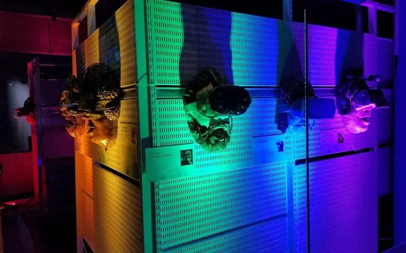 Colorful exhibits displayed inside The Tech Interactive museum.