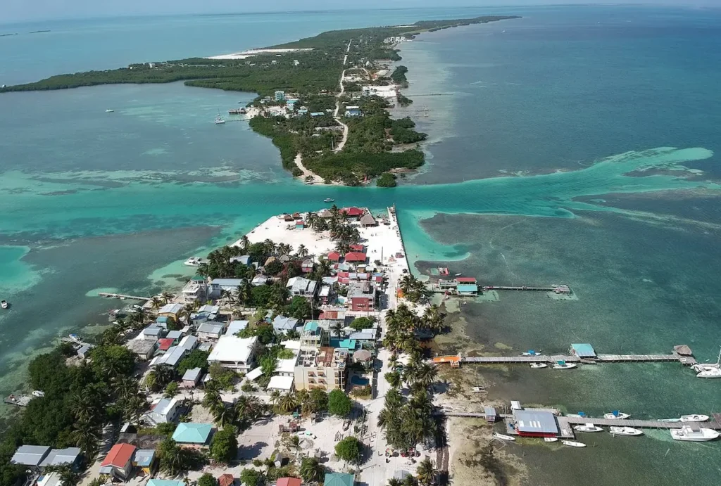 Aerial view of Caye Caulker