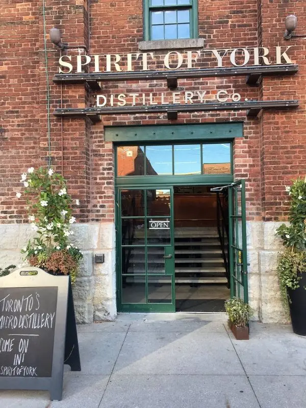 The entrance to Spirit of York Distillery in Toronto’s Distillery District.