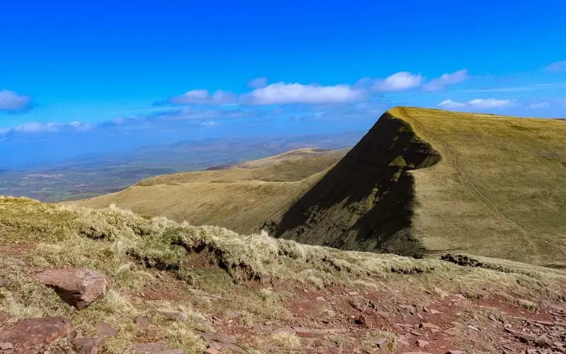 Sweeping mountain view with a sharp ridge at Pen-y-Fan.