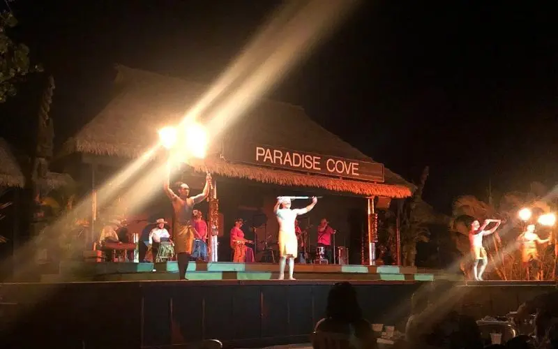 Traditional hula performance at Paradise Cove Luau.
