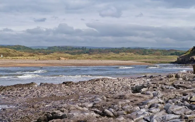 Rocky shoreline and waves along Glamorgan Heritage Coast.