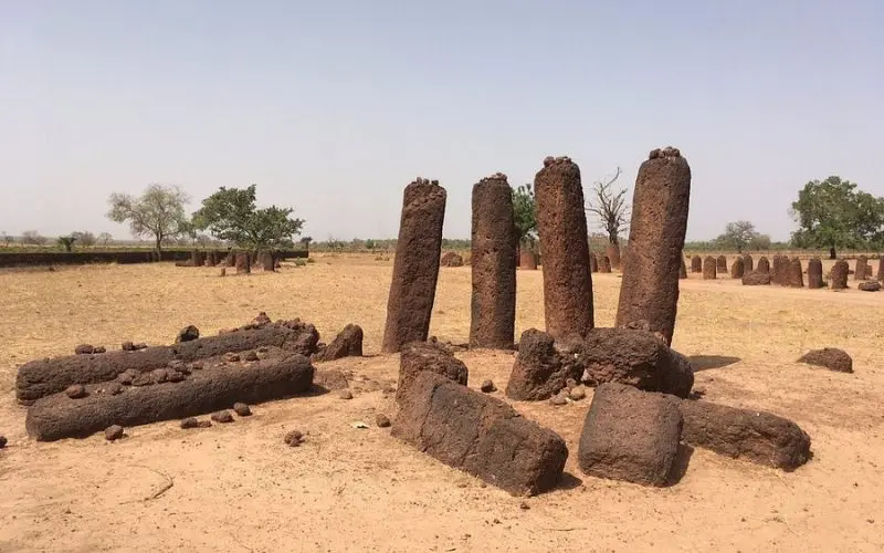 Wassu Stone Circles in Gambia with ancient megaliths.