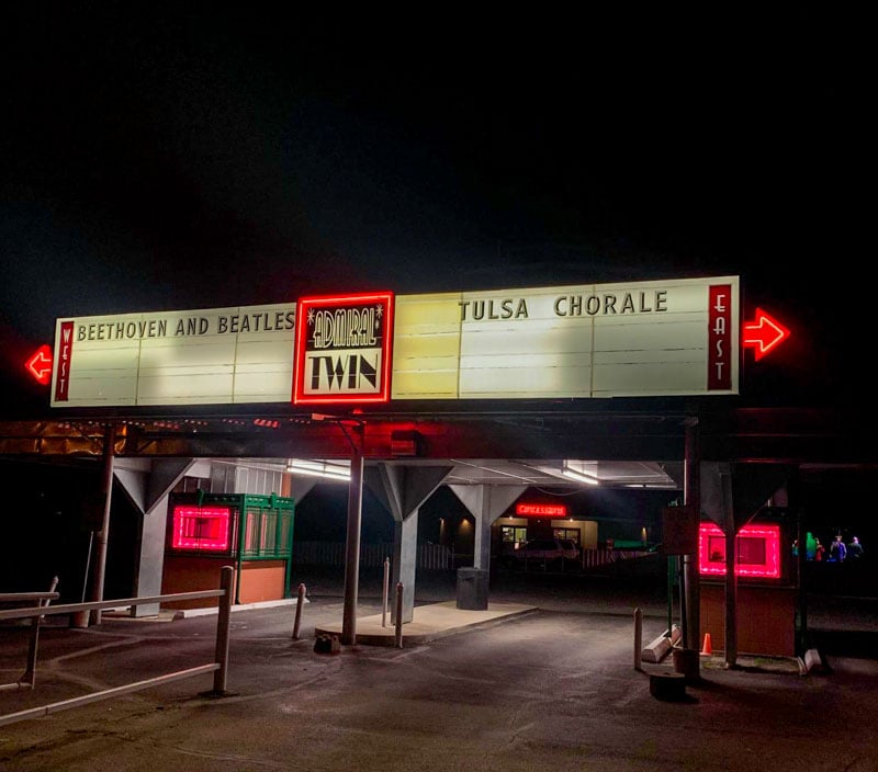 Admiral Twin Drive-In is a retro movie spot that brings back 1950s charm.