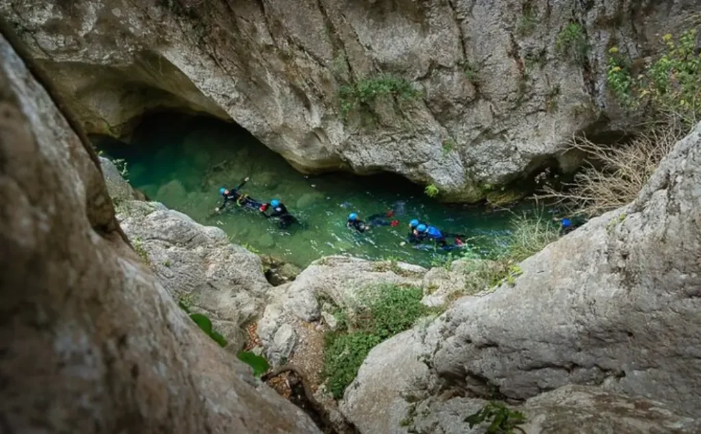 Canyoning descent in the South of France