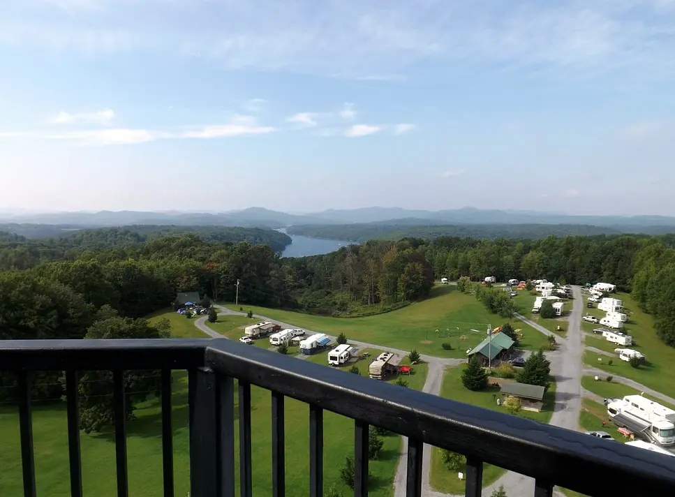 Summersville Lake Retreat Campground from the top of the Lighthouse