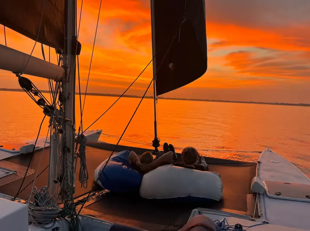 Sail at sunset on a catamaran in Destin