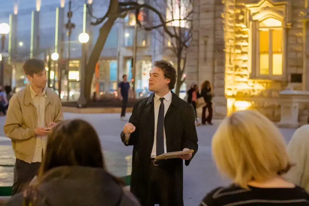 Solve a murder while hearing true crime stories