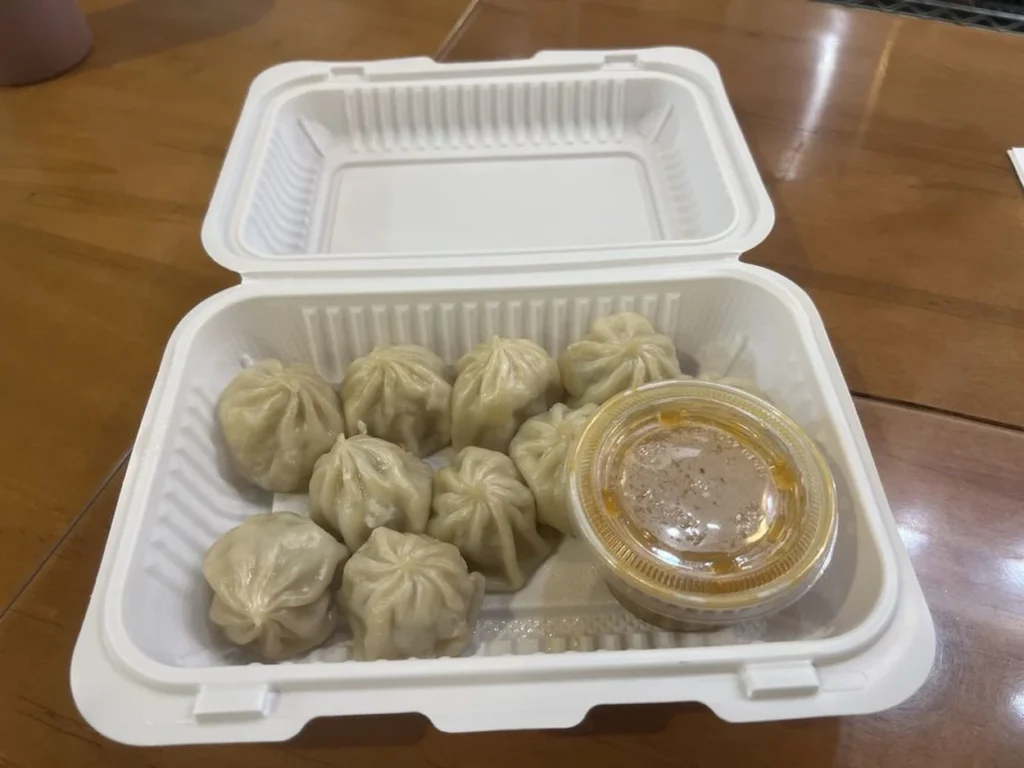 Plate of steamed momos at Momo Ghar in North Market, Columbus, Ohio