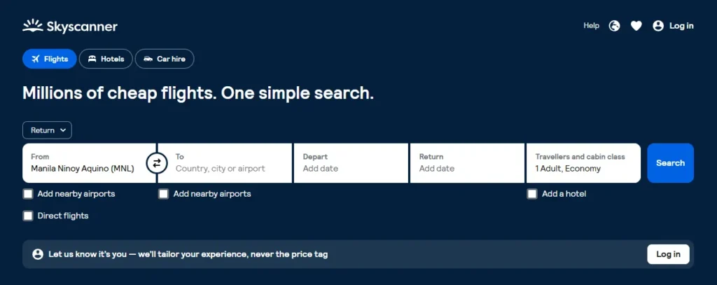 Skyscanner website