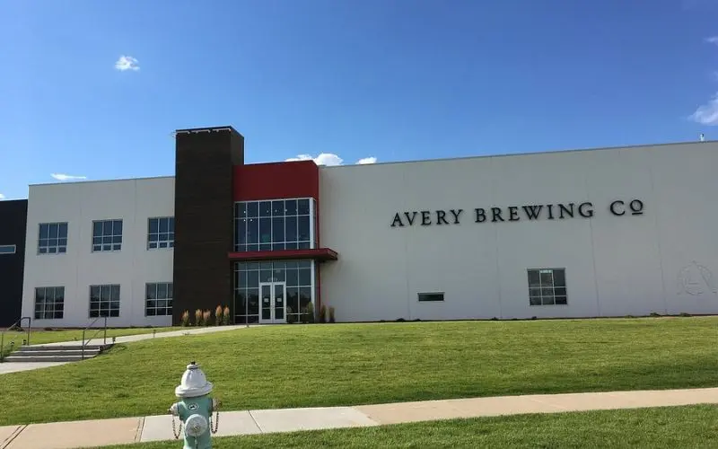 Avery Brewing Co building stands with a modern design and large sign.