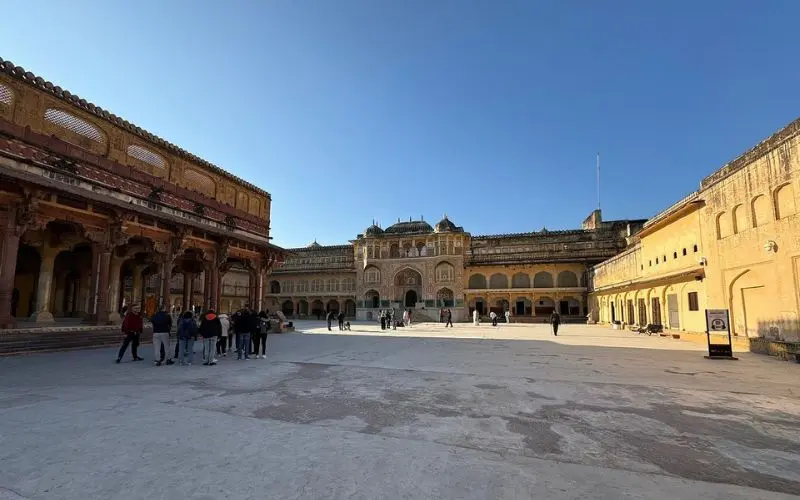 Jaipur with the grand courtyard and palace buildings of the Amber Fort.