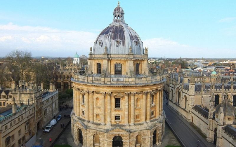 The Radcliffe Camera, a grand domed library building, in Oxford.