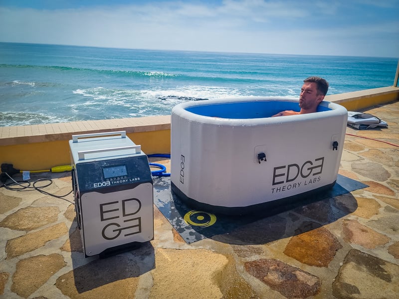 Me sitting in the Edge Tub on the ocean