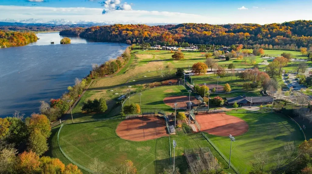Baseball field along the Tennessee River