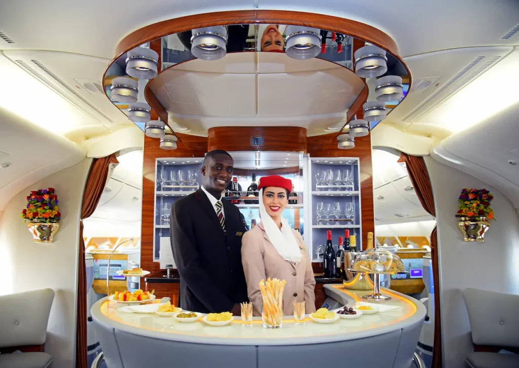 Emirates business class onboard lounge bar