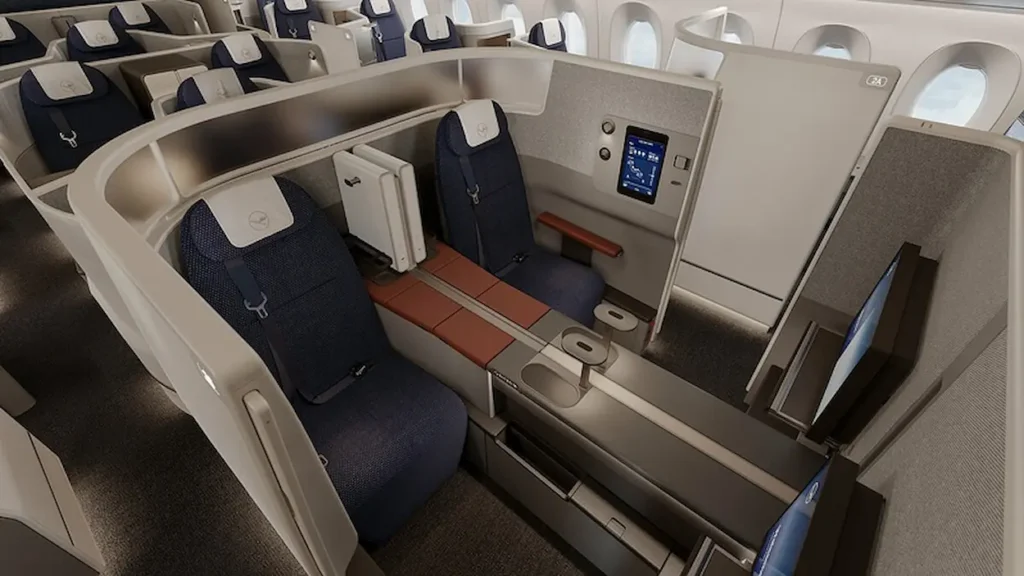 Lufthansa business class suites feature customizable privacy