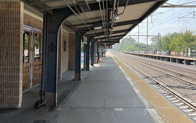 Empty train platform at Princeton Junction NJ Transit station.