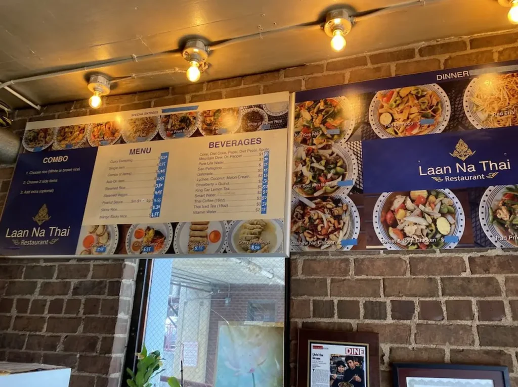 Laan Na Thai Restaurant menu board