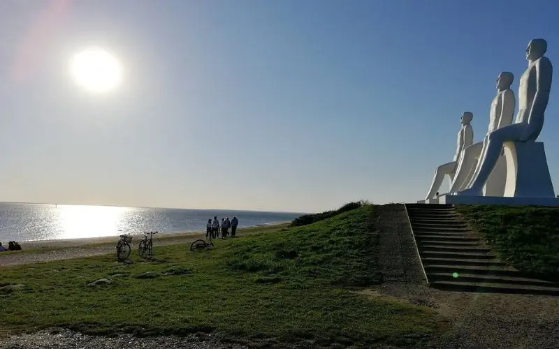 Men at Sea sculpture in Esbjerg, Denmark by the coast.