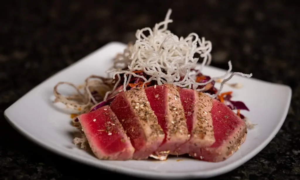 Fedora Fin Salad, Za'atar Crusted Ahi, Crispy Taro Root, Puffed Rice Noodle, Pickled Slaw, Soy Truffle Vinaigrette