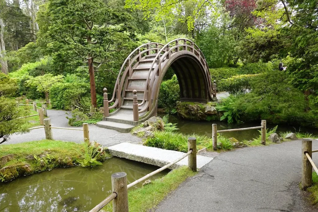 Drum Bridge (Taiko-bashi) arched over a pond